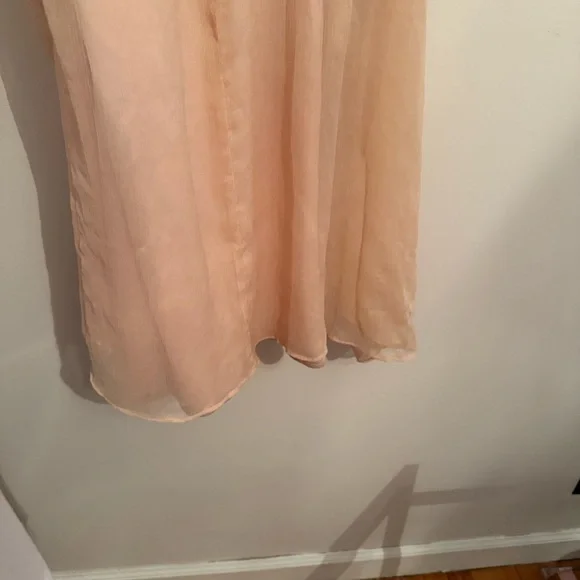 BHLDN Angie Peach Blush Chiffon Pleated V-Neck Maxi Dress – XS - Picture 8 of 11